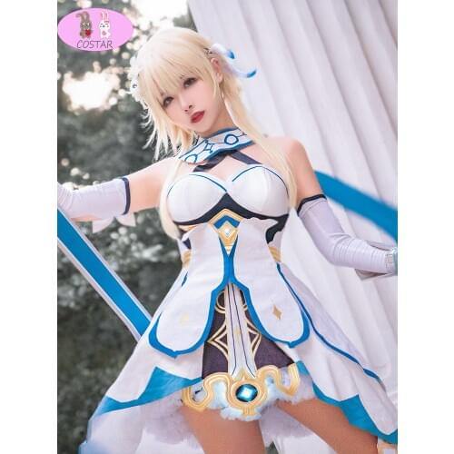 Hot Game Genshin Impact Lumine Cosplay Costume Spark Knight Fashion Lovely Uniform Dress Female Role Play Clothing S-XL New