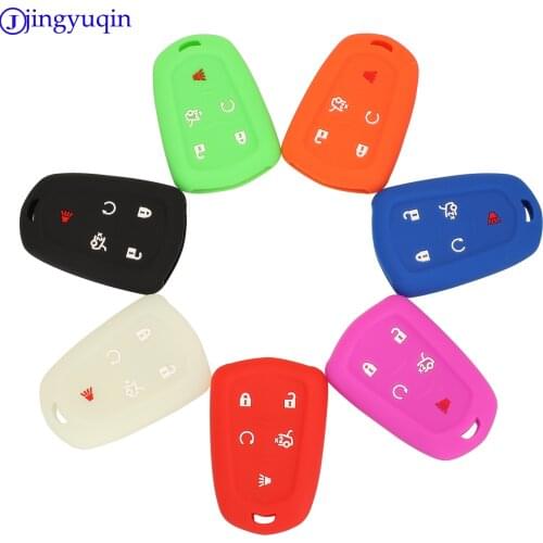 Jingyuqin For Cadillac Escalade ESV XTS ATS CTS SRX 3 Buttons Remote Car Key Case Silicone Protect Shell Car Accessories