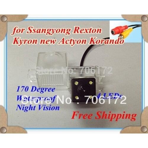 Nightvision 4LED CCD HD Special Car Rear View Reverse backup Camera for Ssang yong Kyron Rexton waterproof free shipping