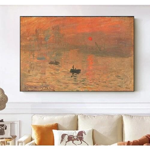 Impression Sunrise Landscape Canvas Paintings Claude Monet Posters Prints Wall Art Pictures for Living Room Wall Decor Cuadros