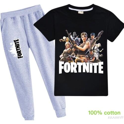 Fortnite Boys Girls Clothing Sets Summer Cotton T Shirt+Pants Kids Clothes Suit High-quality Clothing Set For 2-16 Years