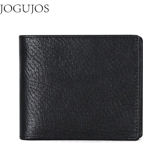 JOGUJOS Genuine Leather Men Rfid Wallet Zipper Male Portomonee Business Short Wallet Coin Purse Credit Card Holder Purse For Man
