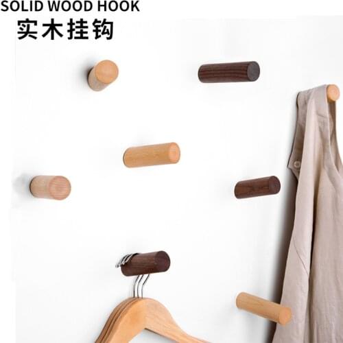 Amgo Natural Wood Coat Hooks Wall Mounted Adhesive Heavy Duty Hooks for Hanging Towels Storage Hanger for Entryway Bathroom 2pcs
