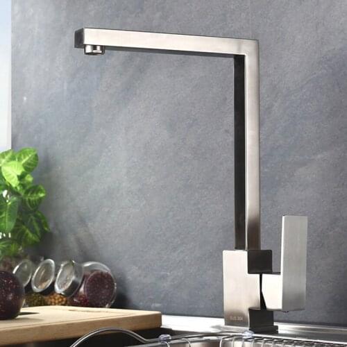 Kitchen High-quality 304 stainless steel brushed basin faucet 360 degree rotary table wash a faucet,hot and cold mixer taps