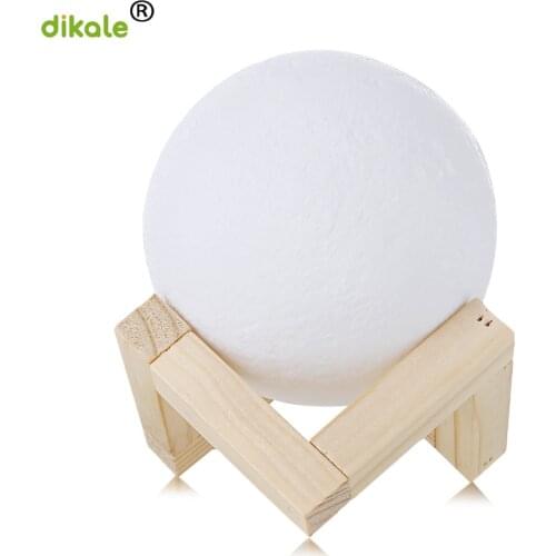 Dikale 3D Print Moon Lamp 2 Color Change Touch Switch Bedroom Bookcase Night Light Home Decor Creative Gift 3D Printing Material