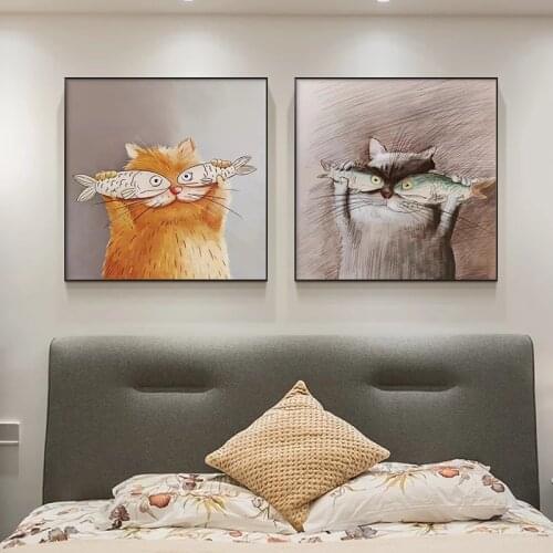 Cartoon Creative Cat Modern Art Poster Canvas Painting Living Room Children Bedroom Kindergarten Home Decoration