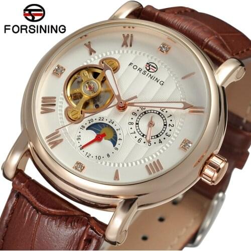 FSG800M3R2 Forsining Automatic fashion business original watch for men with moon phase gift box free shipping best price