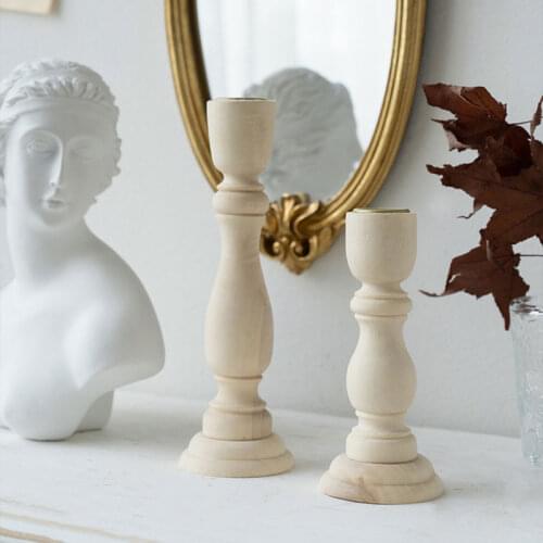 Unfinished Candlesticks 6-3/4 Inch, Wooden Candlestick Holder Ideal Gift for Wedding, Party, Home, Spa, Reiki, Aromatherapy