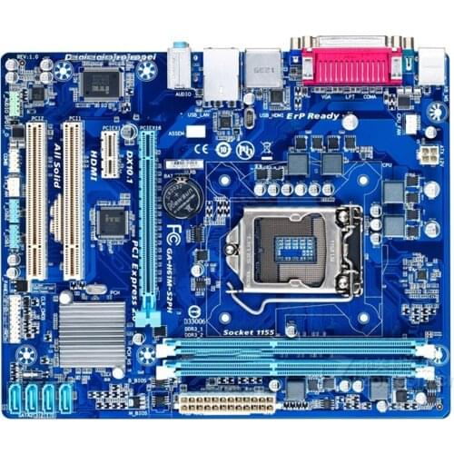 For GIGABYTE GA-H61M-S2PH Desktop Motherboard H61 LGA 1155 i3 i5 i7 DDR3 16G New