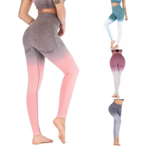 New Yoga Pants High elastic gradient color Women Leggings Sports Pants Running Trousers Tights Gym Training Femme Fitness Wear