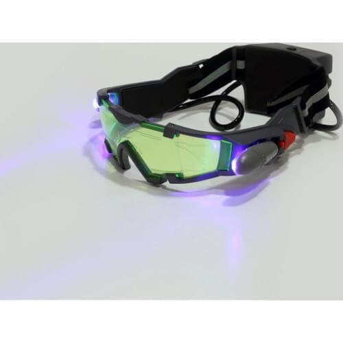 High Quality Hunting Eyeshield Windproof Dust-proof Green Lens Goggles Adjustable Elastic Band Night Vision With LED