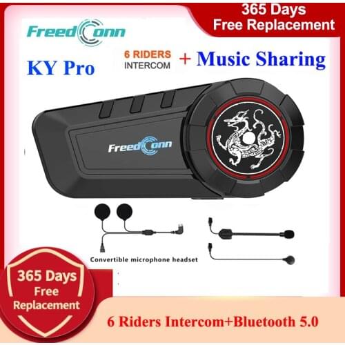 Freedconn KY PRO 6 Riders Motorcycle Intercom Helmet Headset Music Sharing Communicator
