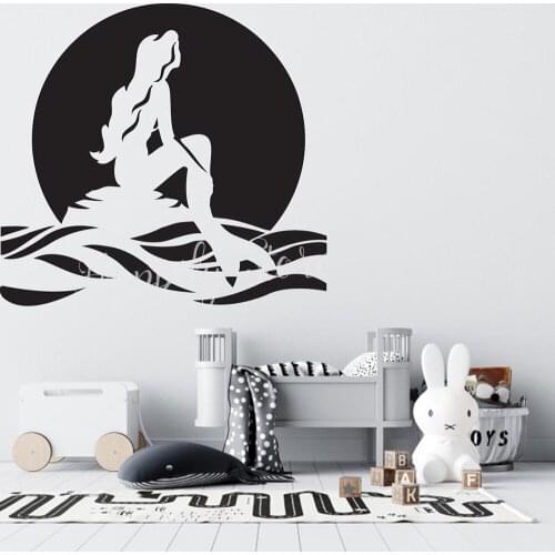 Mermaids and Sunlight Sea Girl Wall Stickers Decoration Baby Girls Room Nursery Wall Decal Vinyl Sticker Mermaid Room Decor P618