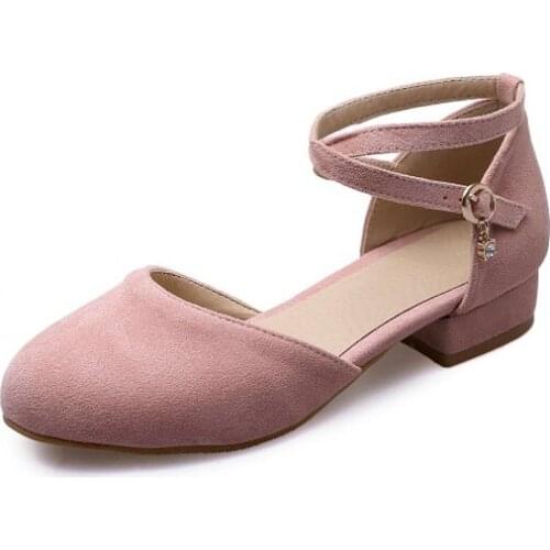 Big Size 11 12 high heels sandals women shoes woman summer ladies Baotou sandals suede buttoned Roman shoes
