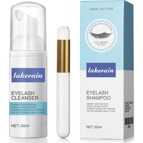 50ML Eyelash Cleaner Extension Shampoo Kit With Mousse Brush Eyelash Lift Cleaning Foam For Clean Glue Wholesale Lashes Cleanser