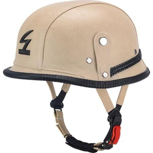 Summer Motorcycle Helmet German Leather Vintage Casco Moto Motorcycle Half Face Retro Helmet Chopper Biker Pilot Cascos Para Dot