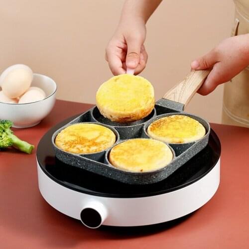 Four hole breakfast pan multi-function wheel pancake pan small frying pan egg dumpling non-stick frying pan egg frying mould