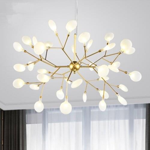 Modern Glass Acrylic Gold LED Firefly Pendant Light For Hall Shop Living Room Lustres Hanglamp Suspension G4 Luminaria AC85-260V