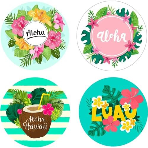 Tropical Hawaiian Party Decorations Stickers Pineapple Flamingo Aloha Tag Labels Summer Luau Party Birthday Decoration Supplies