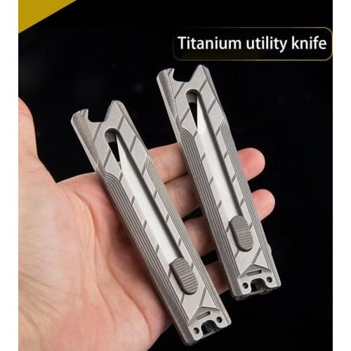 EDC Titanium Alloy Utility Knife Outdoor Portable Paper Cutter Unpacking Cutter One-handed Opening And Closing Knife