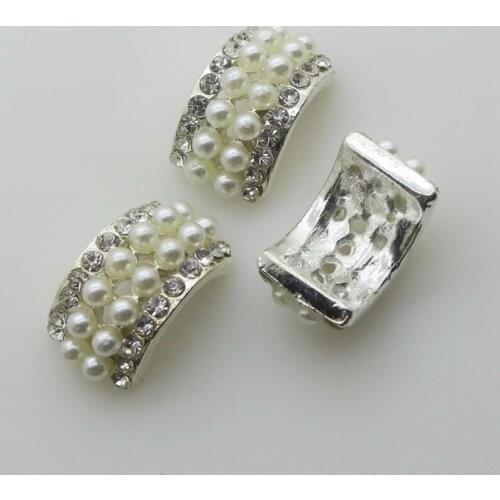 Yundfly 5PCS Gold Plated Arched Alloy Button Pearl Rhinestone Wedding Decoration Clothing Metal Button DIY Jewelry Accessories