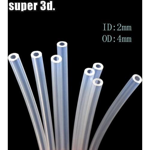3D Printe parts 1M/2m PTFE Tube Clear PiPe PFA 2x4mm For V5/V6 1.75mm Bowden Extruder J-head hotend