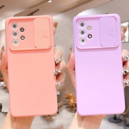 Slide Camera Lens Protection Silicone Case For Samsung Galaxy S20 FE S21 Plus Ultra A72 A52 A32 A12 5G A51 A71 4G Cover funda