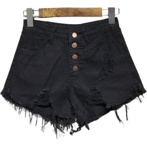 80% Dropshipping!!Women Shorts Tassel Loose All Match High Waist Button Placket Ripped Shorts Casual Wear