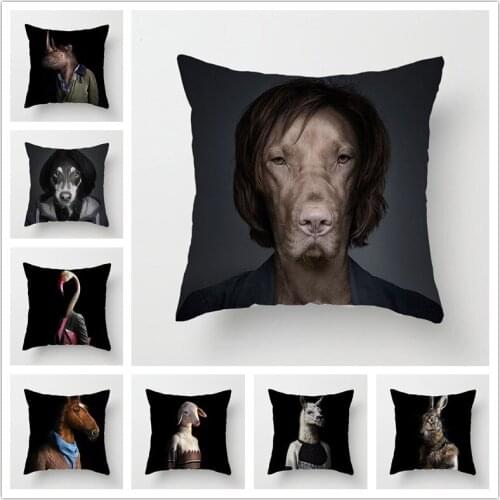 Animal Art Photo Fashion Dressing Elephant Ostrich Hippo Animal Sofa Bed Cushions Cover Polyester Pillow Covers