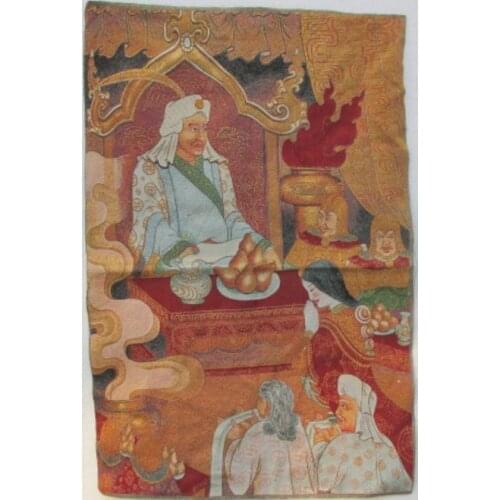 A golden silk embroidery thangka ashoka in Tibet and Nepal