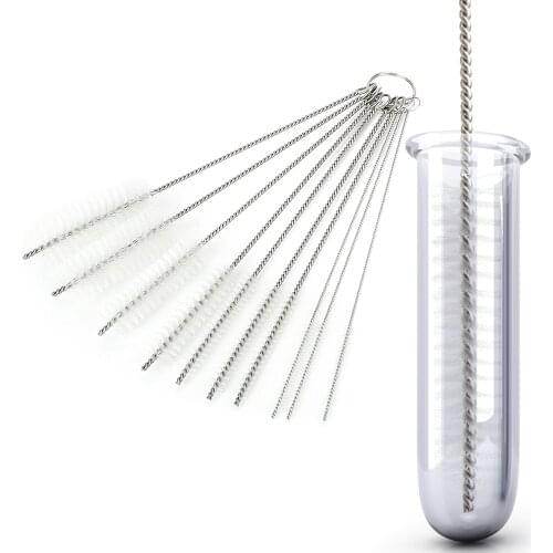 NICEYARD 10pcs /set Nylon Straw Cleaning Brush Baby Bottle Water Cup Cleaning Tool Spiral Soft Hair Washing Brush