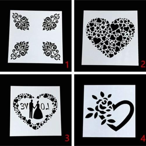 2 Sheet Love Heart Stencils DIY Walls Layering Painting Template Decoration Scrapbooking Diary Stamp Coloring Embossing Reusable