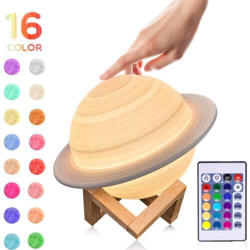 3D Printing Saturn Lamp 16 Colour Touch Change for Home Bedroom Decoration LED Night Light For Childrens Gift Night Lamp