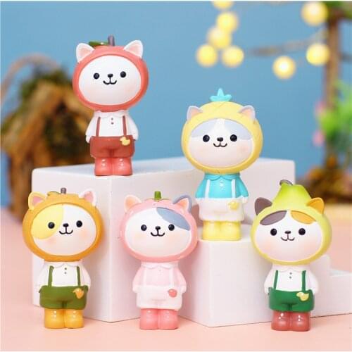 6pcs/set Cartoon Fruit Summer Blind Box Cat Surprise Dolls Anime Model Guess Bag Home Deroc