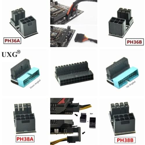 180 Degree Angled ATX Female 6Pin 8pin to Male 6pin 8pin 24pin Power Adapter for Desktops Graphics Card installation direction