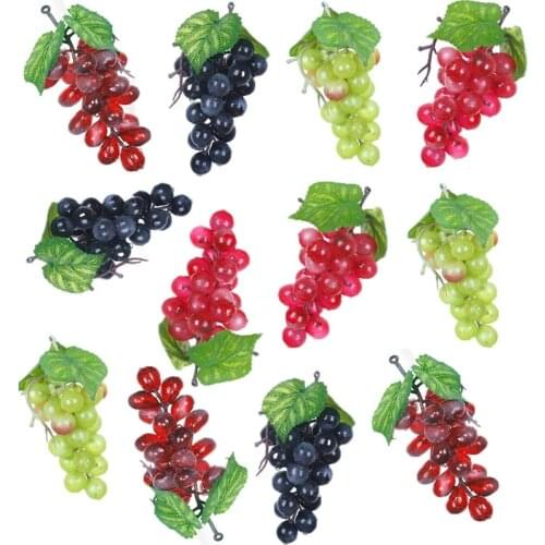 Promotion! 12 Bunches Artificial Grapes Simulation Decorative Lifelike Fake Grapes Clusters for Wedding Wine Kitchen Centerpiece