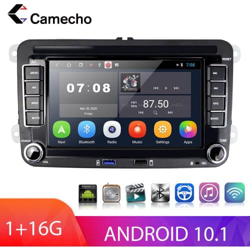 Camecho 2 Din 7" Android 10 Car Multimedia Player GPS Autoradio For VW Volkswagen Skoda Seat Polo Tiguan Golf Passat B6 B7