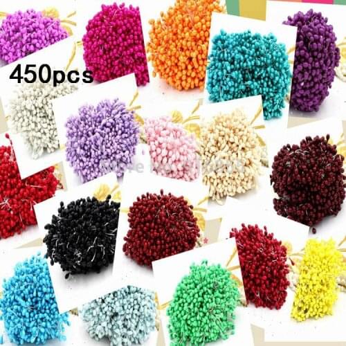Free shipping 450pcs 5mm mixed colors craft Double heads pearl Artificial flower stamen floral stamen cake decoration craft DIY