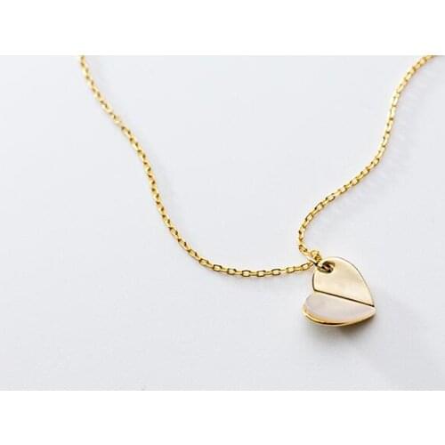 9MM 100% real Sterling Silver 925 Fine Jewelry Shell LOVE HEart Pendant Necklace GTLX1942