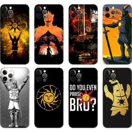 Black tpu case for iphone 5 5s se 2020 6 6s 7 8 plus x 10 XR XS 11 12 mini pro MAX back cover Praise the Sun Dark Souls
