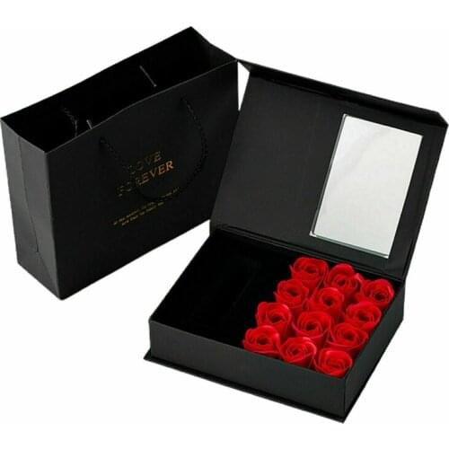Valentines Eternal Rose Soap Flower Surprises Jewelry Boxes Party Gift, Soap Flower+Gift Box+Gift Carry Bag