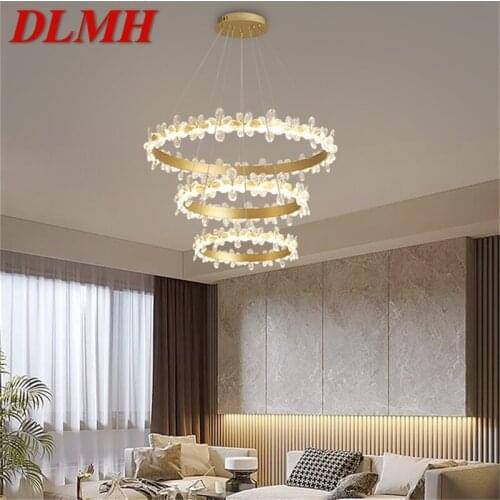 DLMH Nordic Pendant Lights Gold Contemporary Luxury Crystal LED Lamp Fixture For Home Decoration