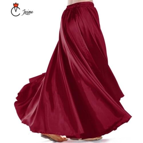 16 Colors available Satin Belly Dance Professional Women Belly Dancing Clothes Full Circle Skirts Flamenco Skirts Plus Size