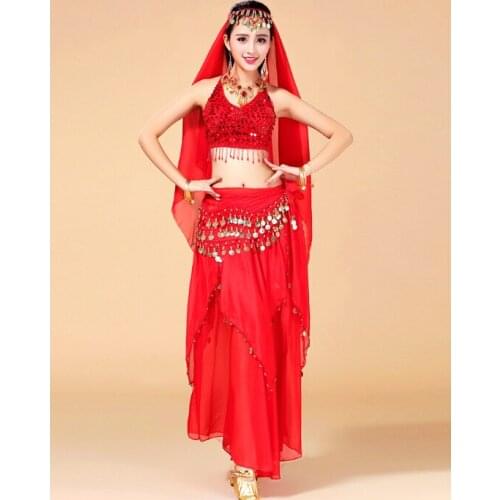 FEECOLOR Set For Belly Indian Tianzhu Girl Dance Performance High Quality Practice Costume