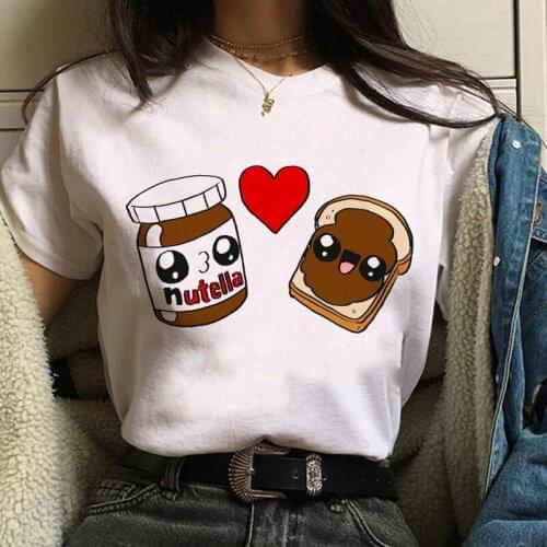 Kawaii Nutella Print T Shirts Women Cartoon Cute Tops Tee Fashion Graphic Printed Tshirt Aesthetic Streetwear Female T-shirt