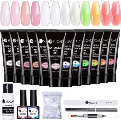 UR SUGAR Poly UV Gel Kit Set Gel Varnish Nail Polish Art Quick Building For Nails Extensions With Brush Base Top Coat
