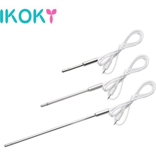 IKOKY Urethral Dilators Penis Plug Electro Shock Male Chastity Device Catheters Sounds Stainless Steel Sex Toys for Men Gay