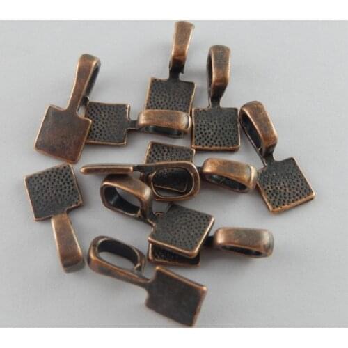 Julie Wang 20pcs Mini Glue On Bail Charms Antique Brass Square Bail Tag Pendant Handmade Hanging Crafts Jewelry Making Accessory