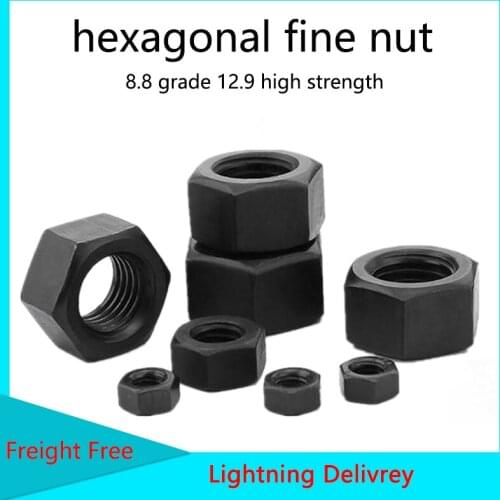 8.8 grade 12.9 high strength black hexagonal fine nut screw cap fine thread M8-M20 2PCS
