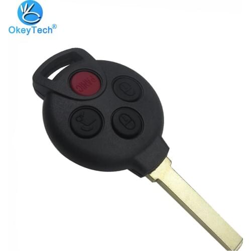 OkeyTech for Mercedes Benz Key Shell Uncut Blank Blade 4 Button Remote Key Shell Cover Case Fob For MERCEDES BENZ MB Smart 451